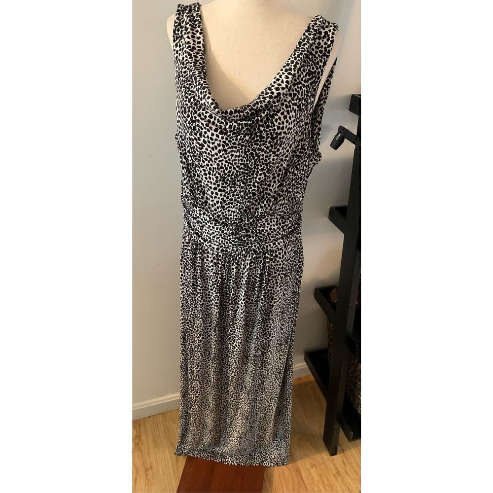 Chaus Animal print black and white maxi dress size M new